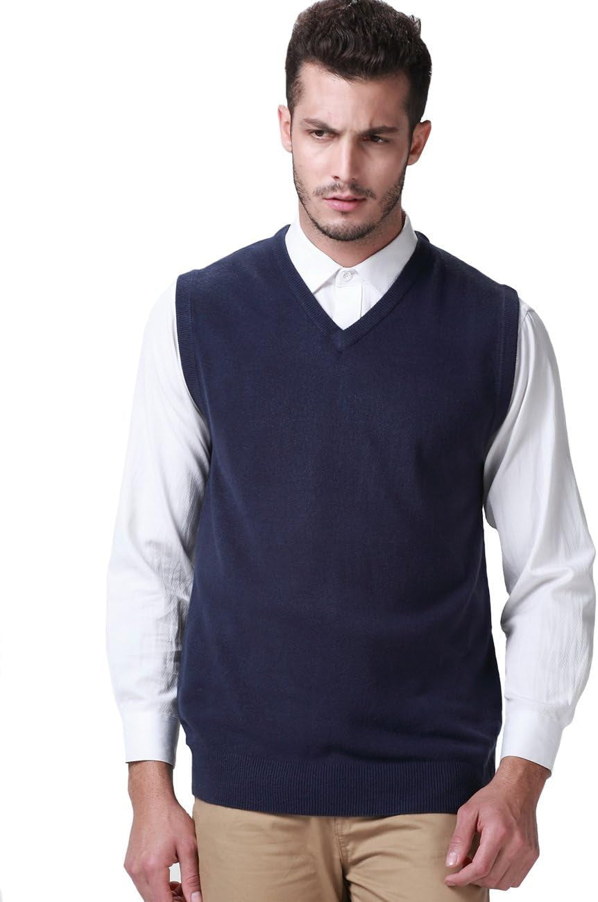 -Sweater-Vest-For-Men-Knit Vest Pullover V Neck Regular Fit Sleeveless Lightweight