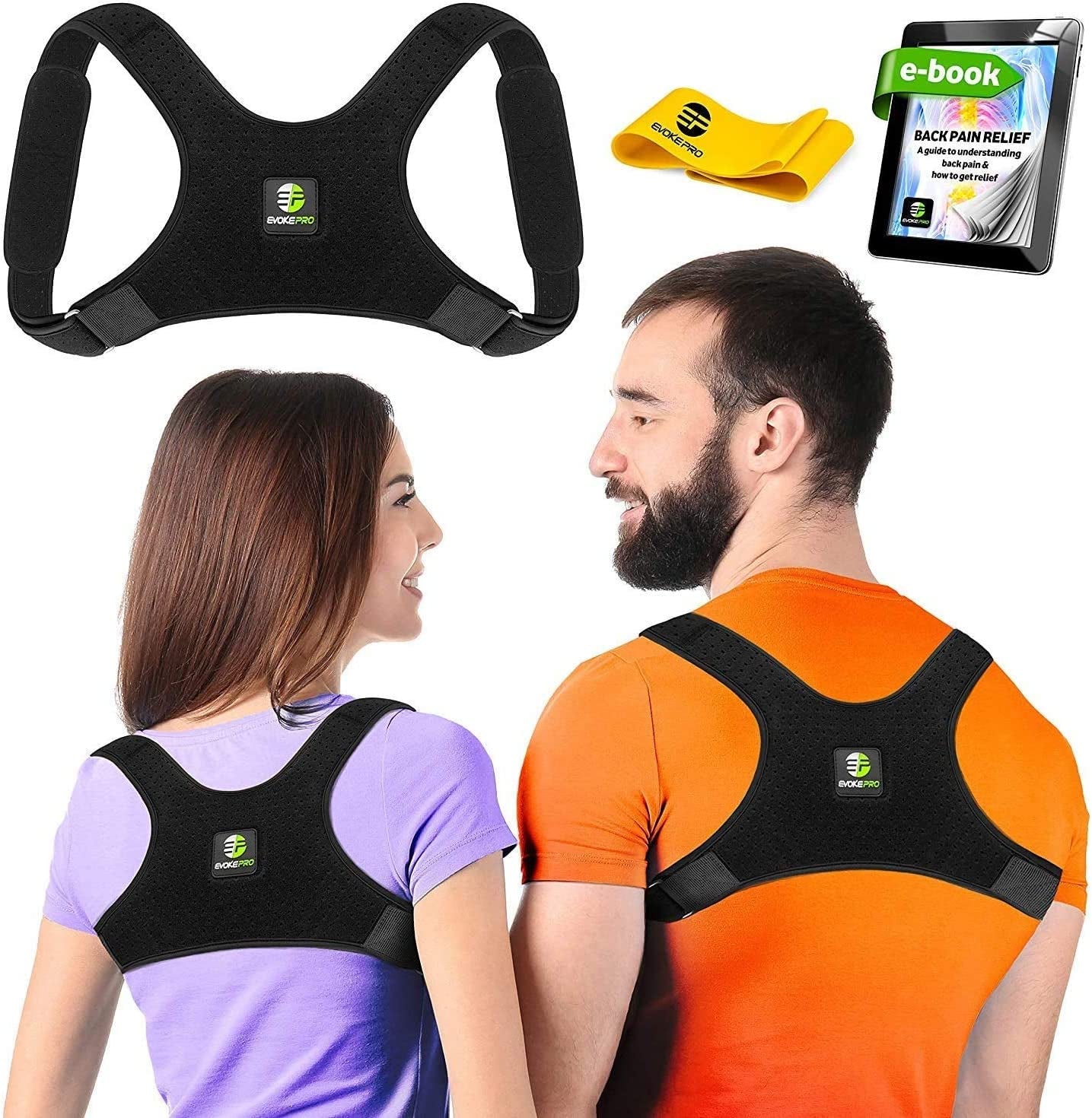 Back Posture Corrector for Women and Men - Shoulder Brace - Upper Back Support - Back Straightener - Resistance Band Included (Regular)