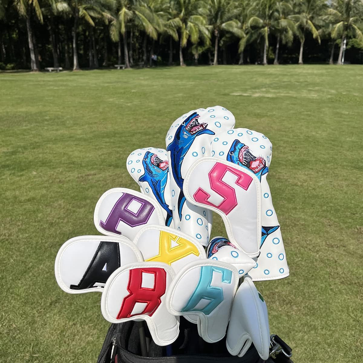 Montale Golf Iron Covers 10Pcs, Golf Iron Head Covers Leather Golf Iron Covers Set Colorful Golf Iron Headcovers,Golf Club Head Covers for Iron Customize & Non-Customiz