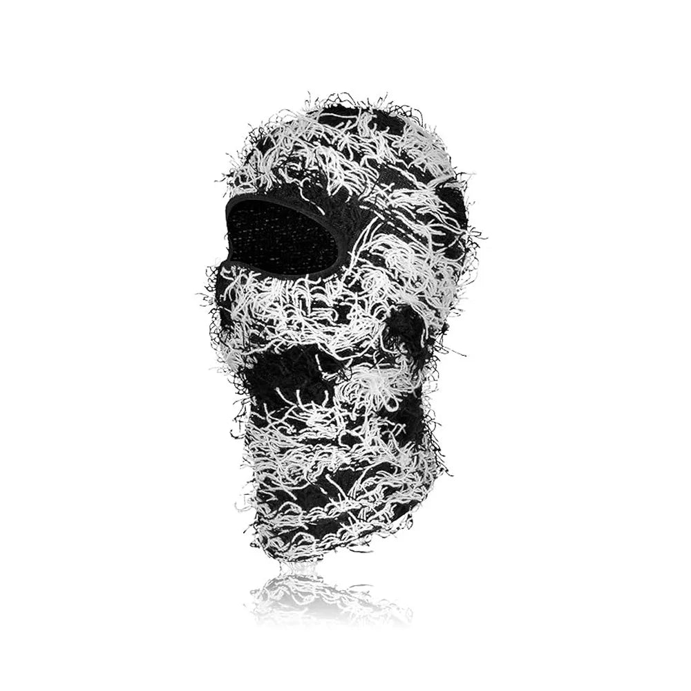 Balaclava Distressed Knitted Full Face Ski Mask for Men Outdoor Camouflage Fleece Fuzzy Balaclava Ski Balaclava Beanies Men Hat