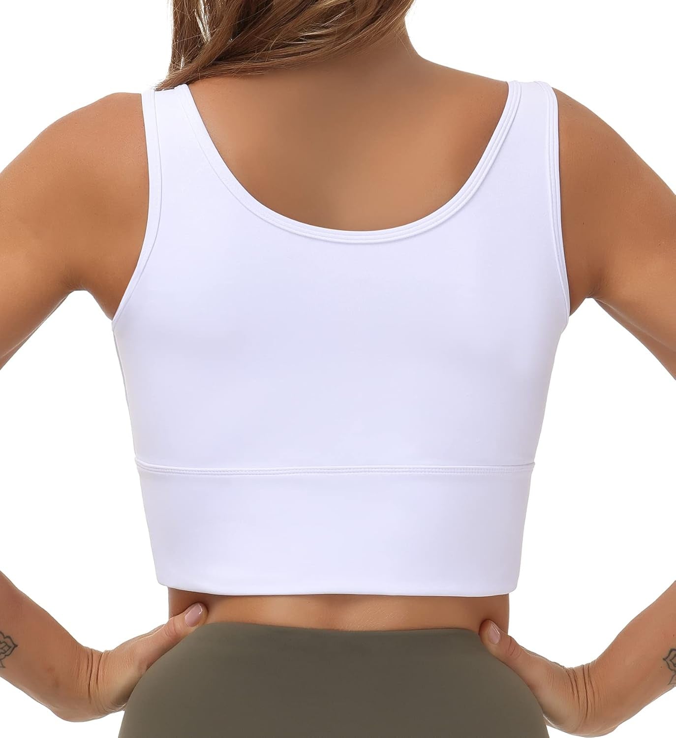 Womens Longline Sports Bra Padded Crop Tank Tops Workout Yoga Bra with Removable Pads