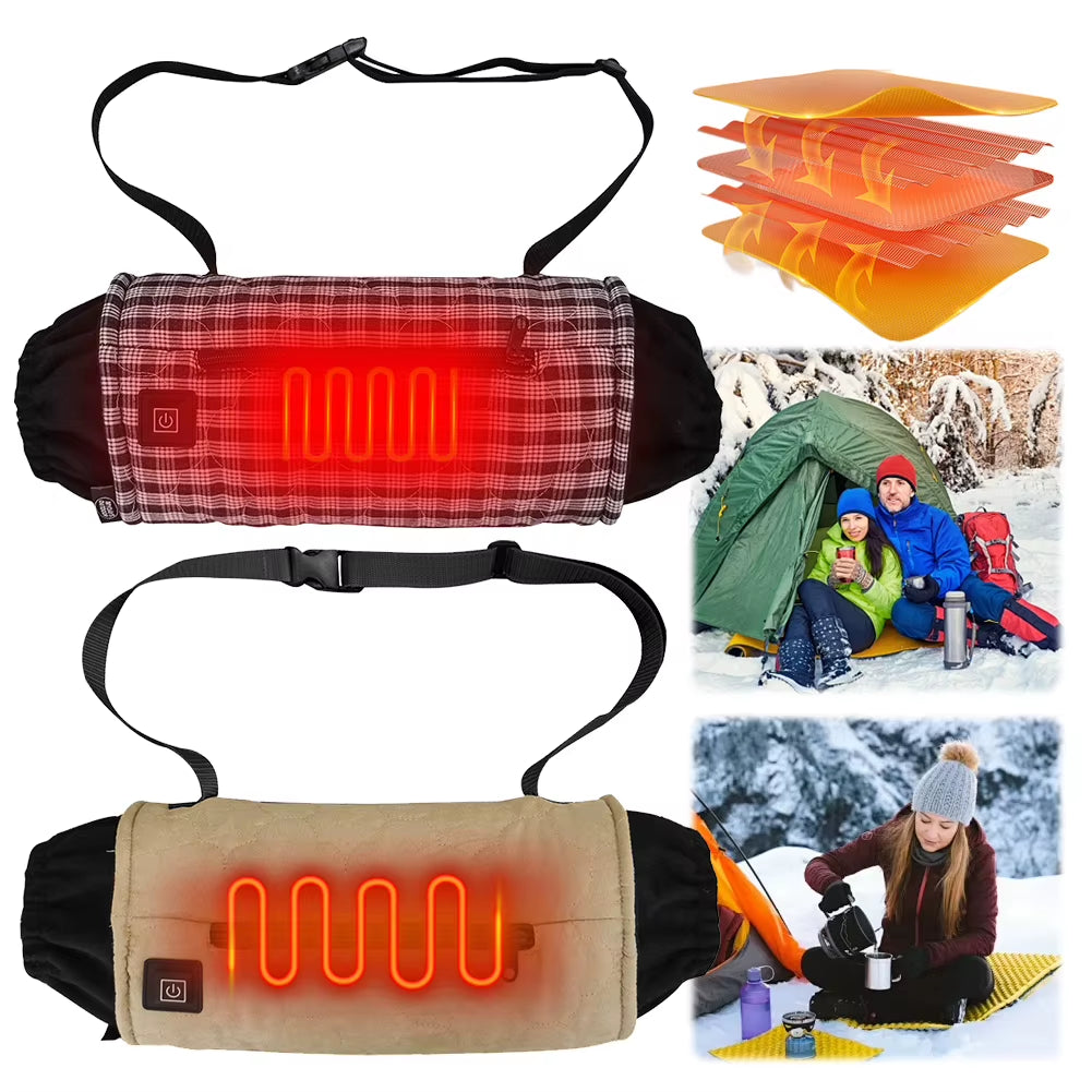 Electric Hand Warmer USB Charging Heated Hand Muff 3-Gear Temperature Control Adjustable Hand Warmer for Winter Camping