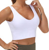 Womens Longline Sports Bra Padded Crop Tank Tops Workout Yoga Bra with Removable Pads