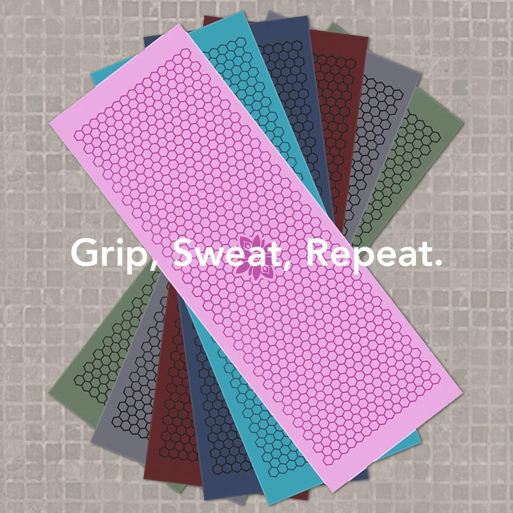 Non-Slip Hot Yoga Towel Mat - Sweat Absorbent Microfiber Suede & Double Sided Grip Hot Yoga Mat Towel with Honeycomb Design, Easy Portable for Pilates, Exercise, Workout - Dark Blue