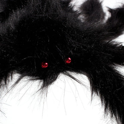Super big plush spider made of wire and plush black and multicolour style for party