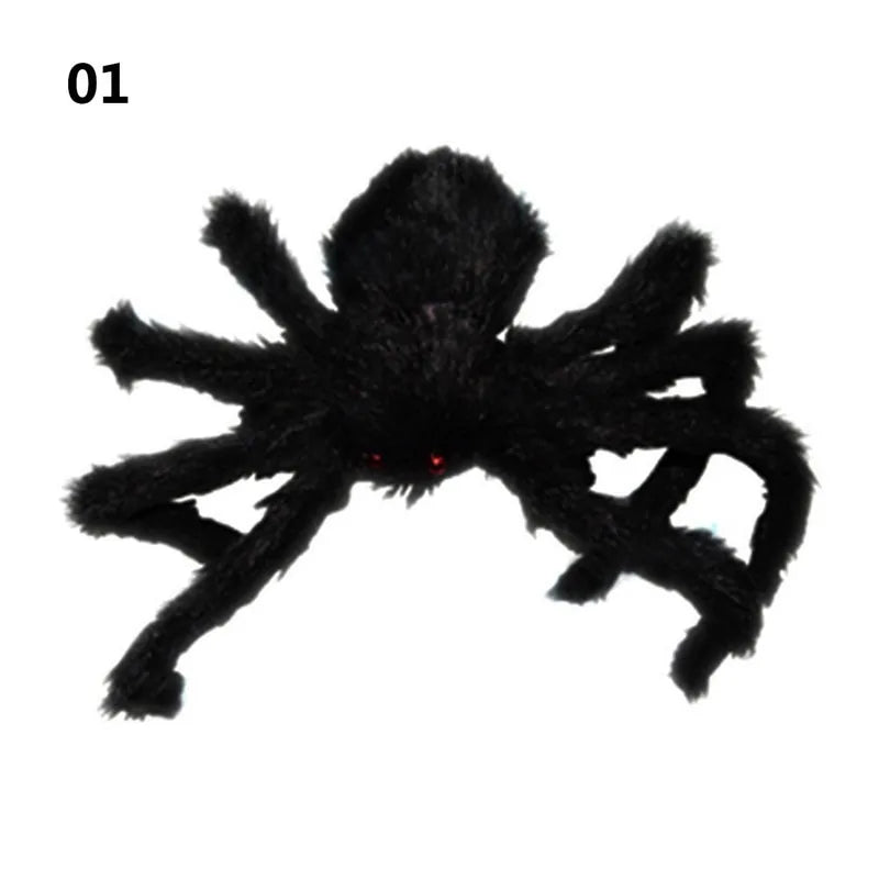 Super big plush spider made of wire and plush black and multicolour style for party